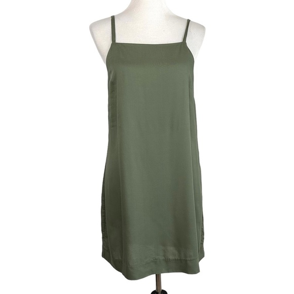 Monki Womens Belle Sleeveless Mini Dress Size 38 US 6 Green Spaghetti Straps - Picture 1 of 10